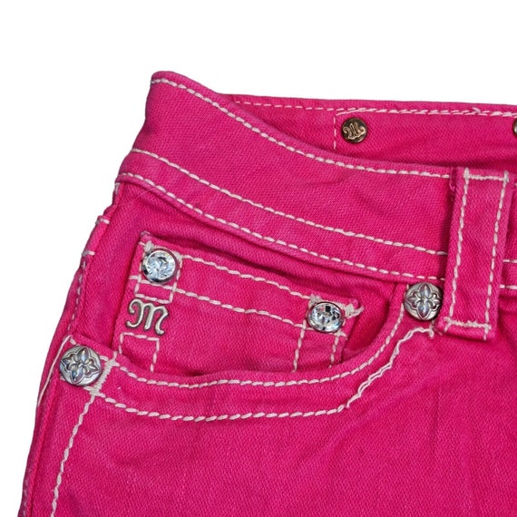 Y2K Miss Me Sz 8 Pink Denim Cropped Jeans Low Ris… - image 8