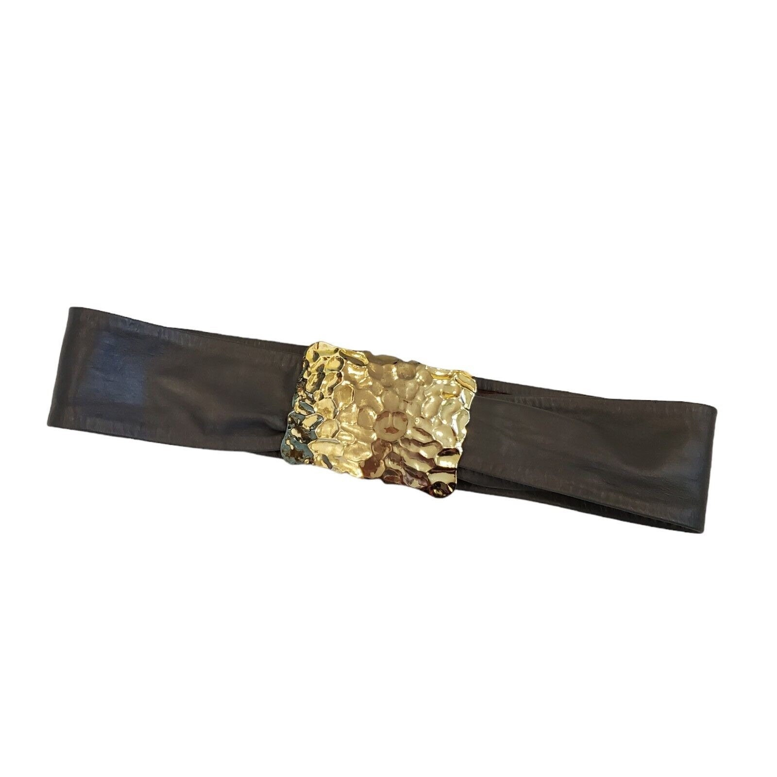 ?️?️Vintage 1980\'s Gold Retro Hammered Metal Soft Leather Belt 25\