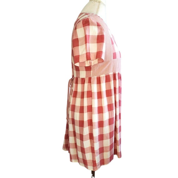 Vintage 90s Babydoll Plaid Dress Dusty Rose Pink … - image 4