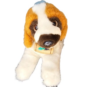 Vintage 80s St. Bernard Dog Plush Stuffed Animal Stuffie Squish 12&quot; Steven Smith