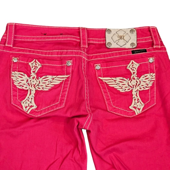Y2K Miss Me Sz 8 Pink Denim Cropped Jeans Low Ris… - image 2