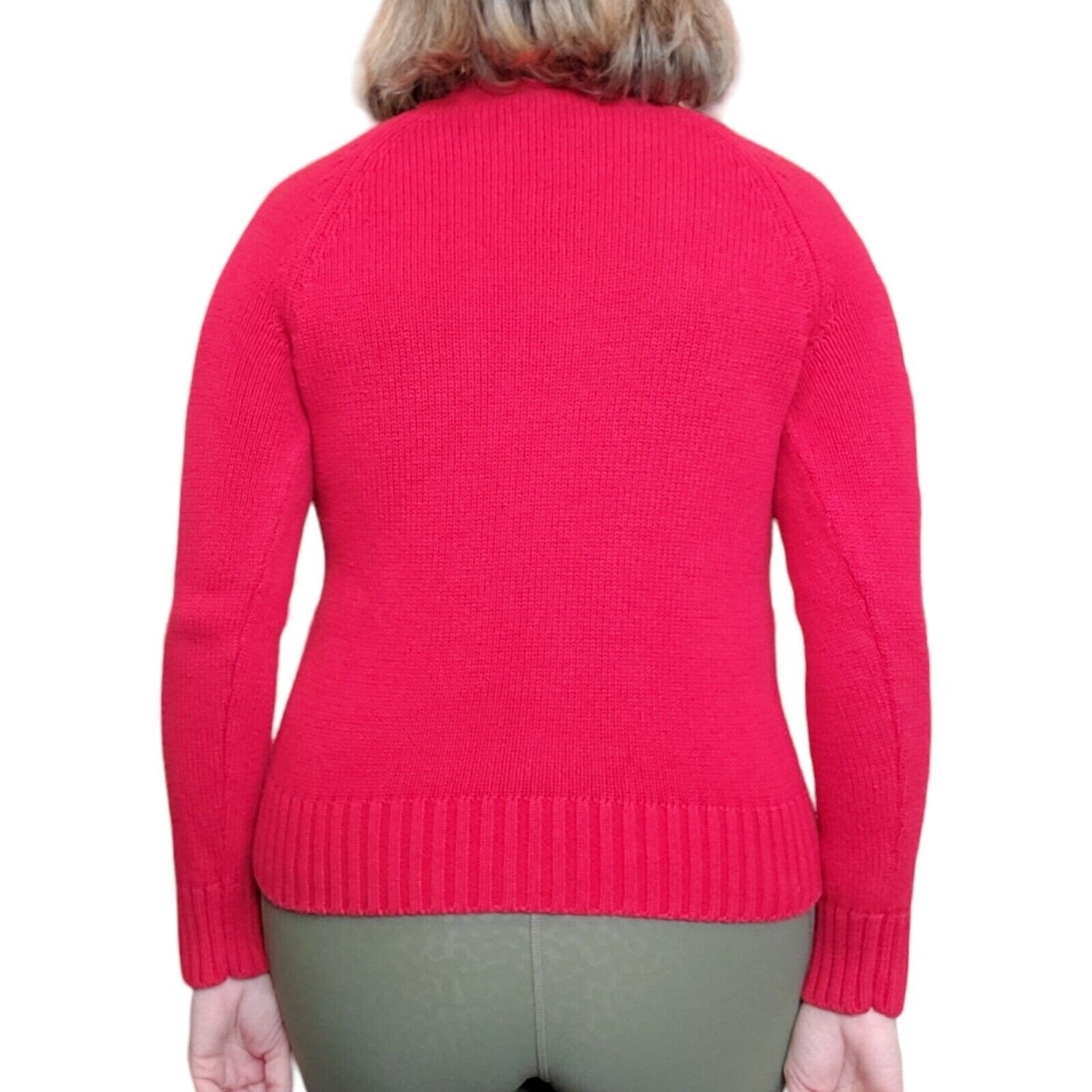 90s Polo by Ralph Lauren Sweater| Women's Varsity Preppy Red Knit | Long-Sleeved Vintage Sweater