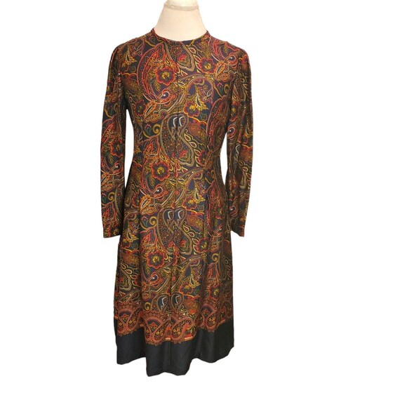 Vintage Dark Paisley Longsleeve Midi Dress With J… - image 6
