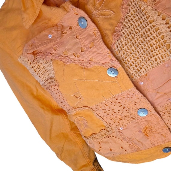 Y2K Medium Sherbert Orange Artsy Textured Jacket … - image 2