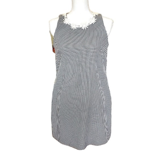 Vintage 90s Does 60s Mod Gingham Plaid Shift Dres… - image 2