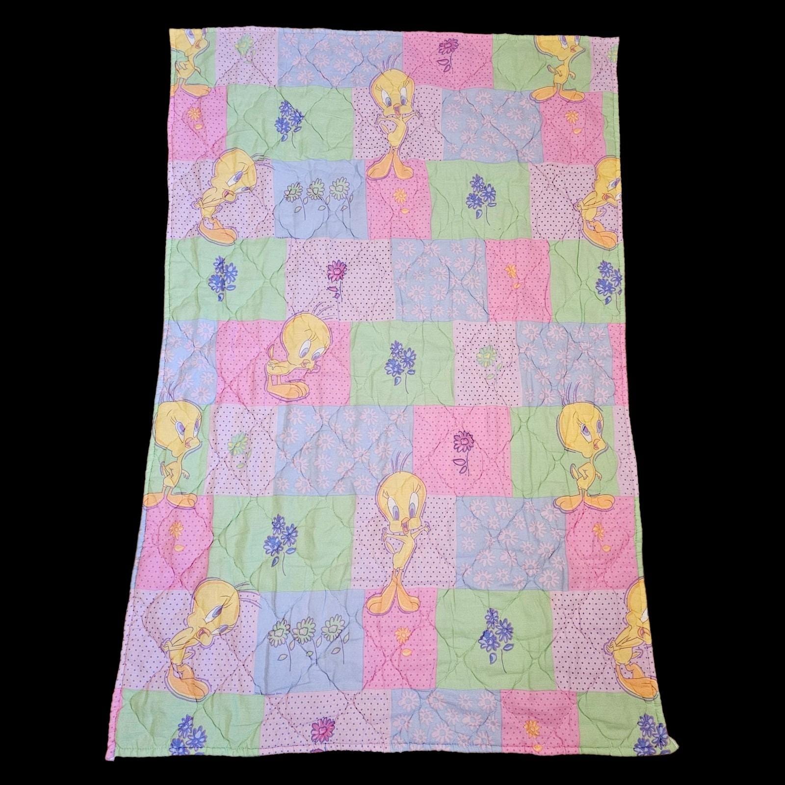 90s Tweety Bird Girls Patchwork Toddler Comforter Coverlet Blanket