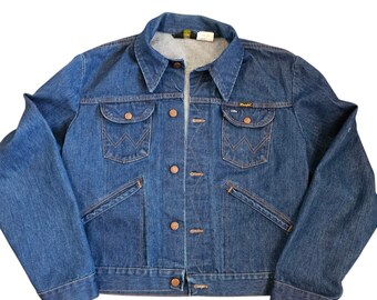 MINT Vtg 70s Wrangler 74126NV No-fault Denims 14oz Trucker Jean
