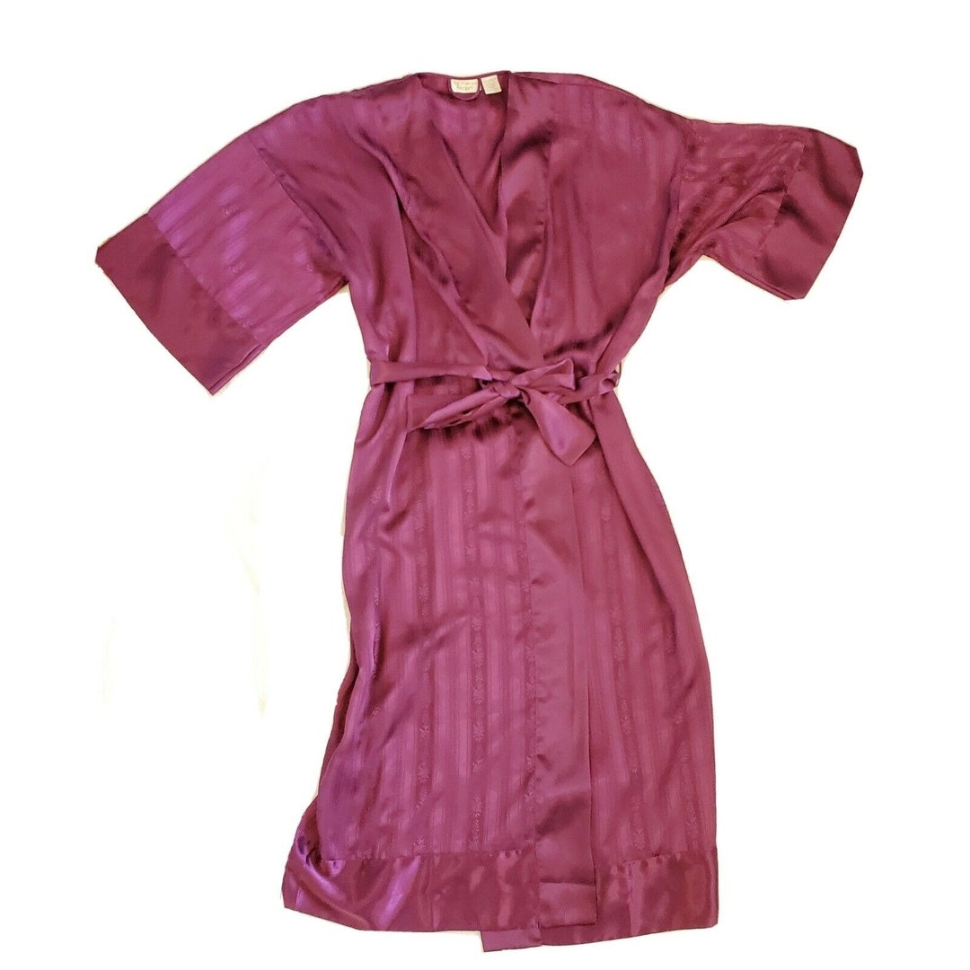 Vintage Victoria Secret Gold Label Satin Robe Small Medium Long Purple ...