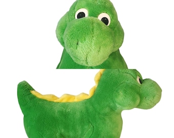 Vintage CALTOY Green Dinosaur Dino Stuffed Animal Plush Toy 11 X 14