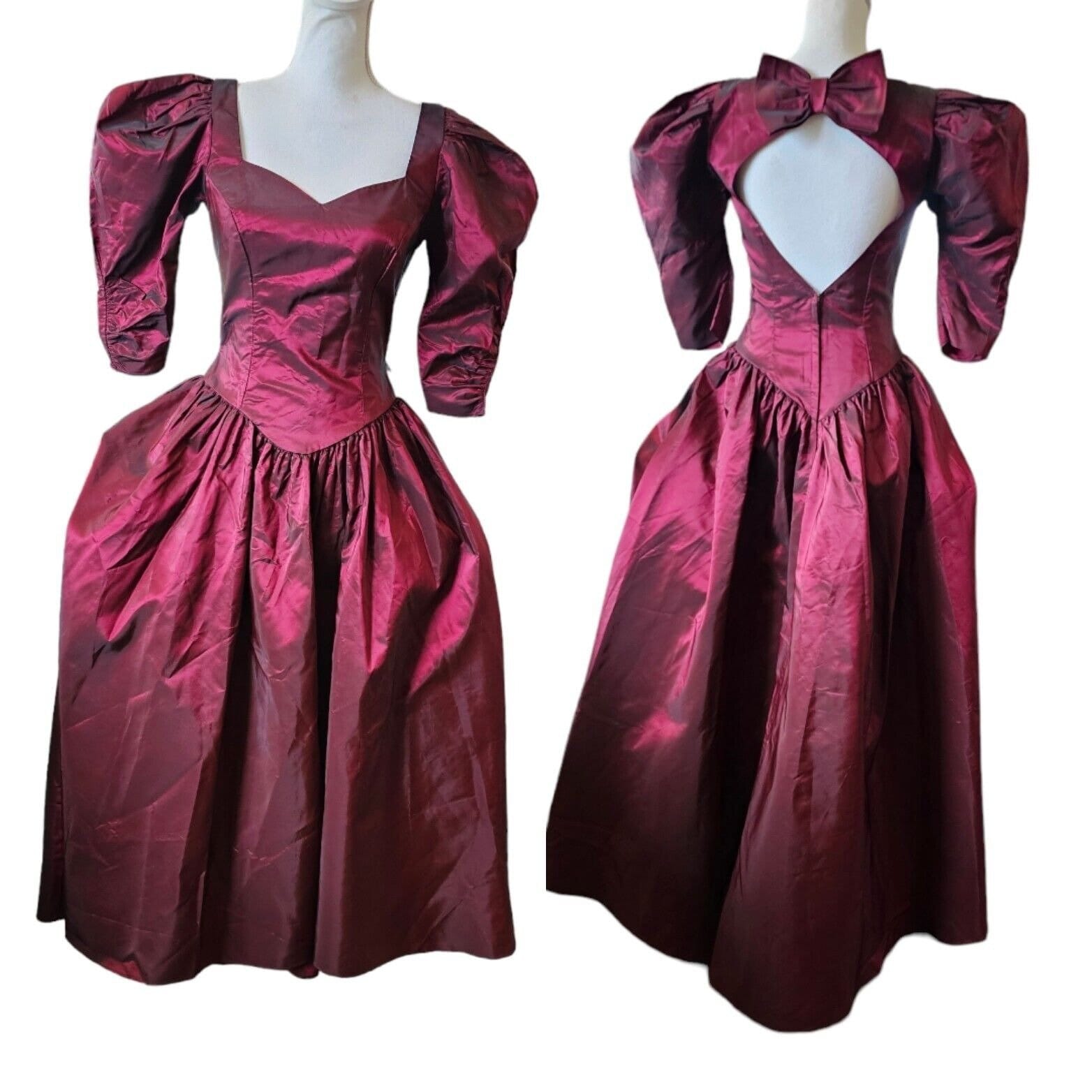 80's Prom 80's Style Bridesmaid Dresses Vintage 90s Womens Size Burgundy  Irridescent Prom Formal Gown Dress Regency