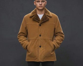 Vintage 1970s Towncraft Penneys Coat, Large Men, Brown Corduroy
