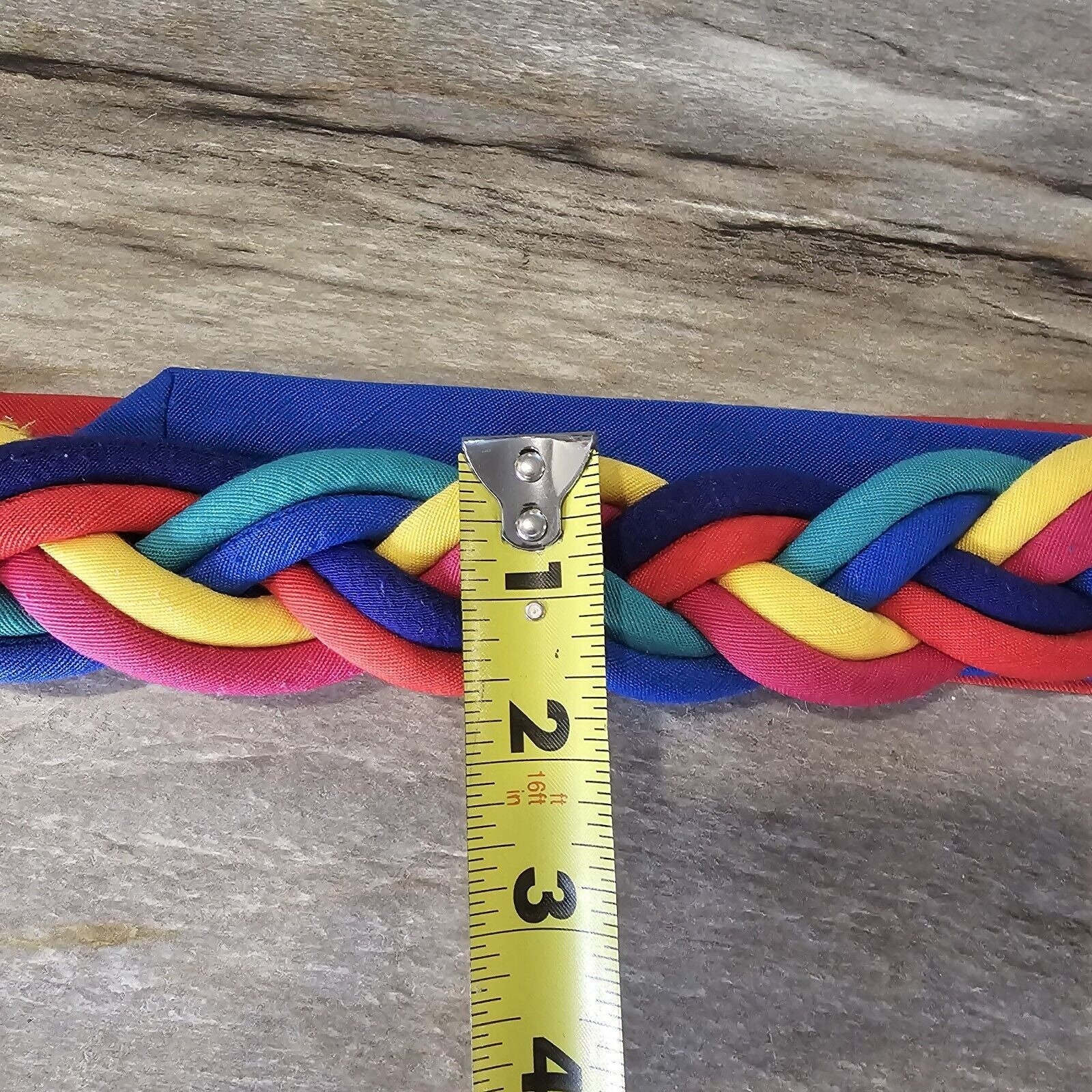 Braided Rainbow Waist Statement Belt Colorful S/M VTG 80s  display picture 3