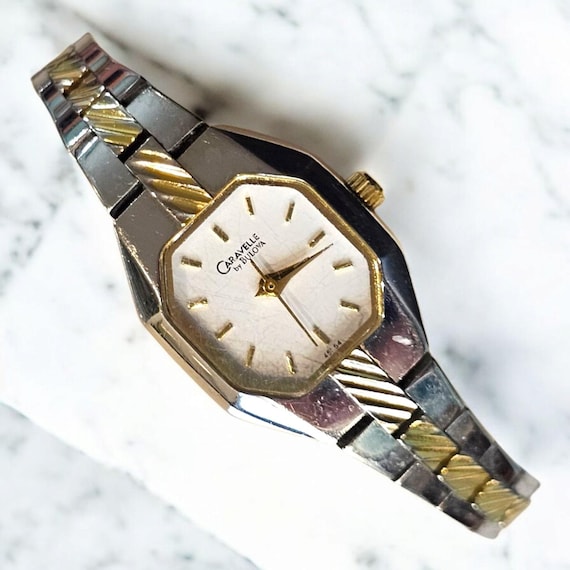 VTG Caravelle Bulova Womens Two Tone Gold Plated Watch Mod  display picture 3