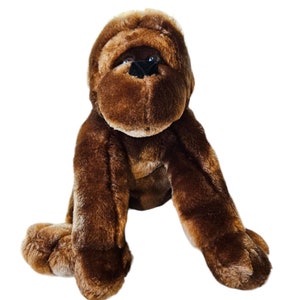 Vintage Brown Gorilla Ape Monkey Plush Stuffed Animal 9.5 Inches Huggable