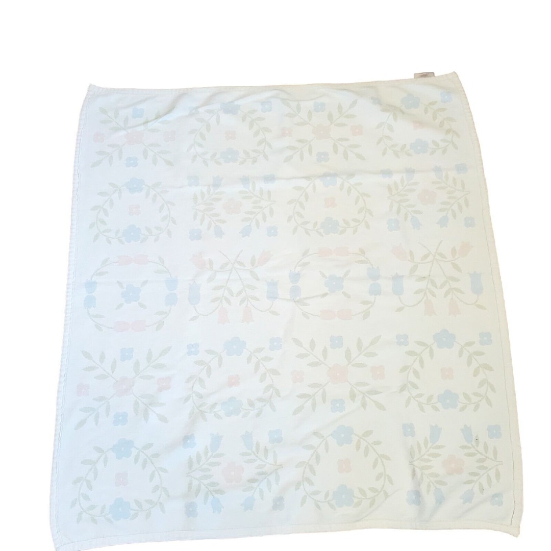 Vintage 80s Biederlack of America Pastel Flowered Blanket Soft Country