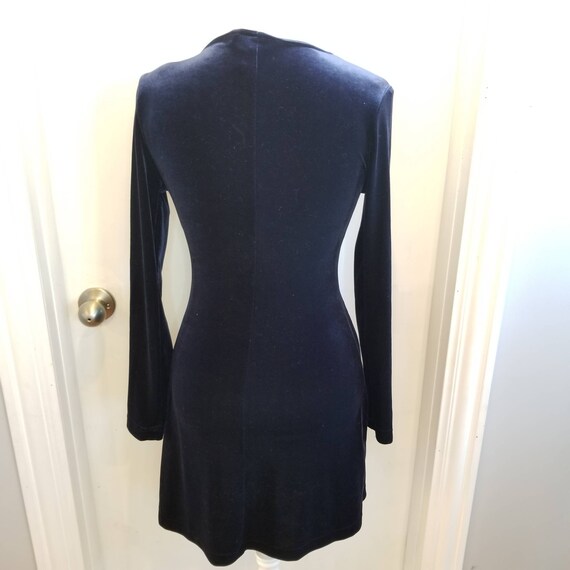 Vintage 1990s Maurices Velvet Crossover Dress Blu… - image 3