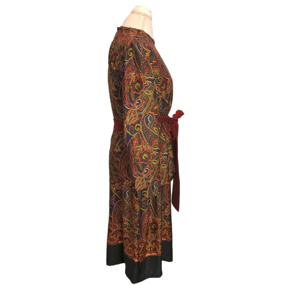 Vintage Dark Paisley Longsleeve Midi Dress With J… - image 8