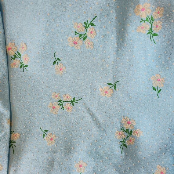 Vintage 70s Sz Large Prairie Floral Flocked Maxi … - image 7