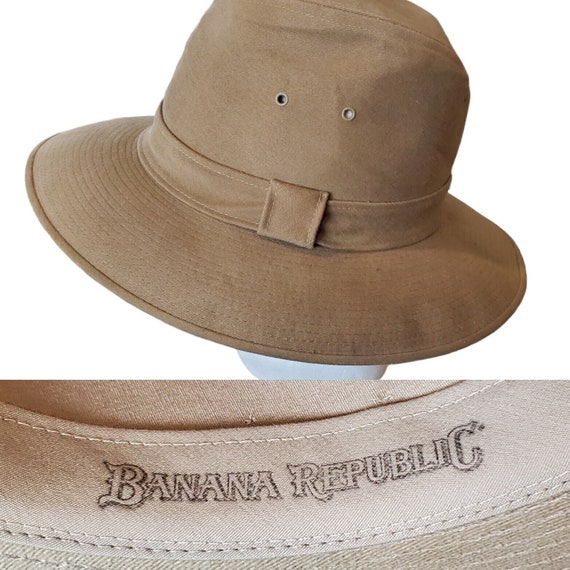 Vintage Banana Republic Safari Fedora Hat Khaki Adventure XL