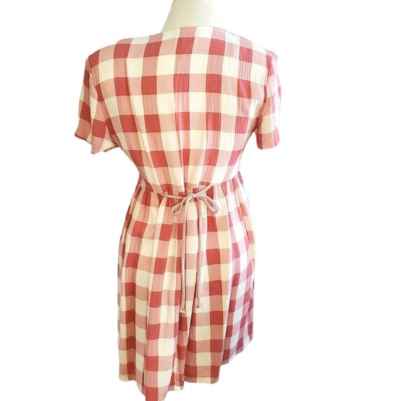 Vintage 90s Babydoll Plaid Dress Dusty Rose Pink … - image 5