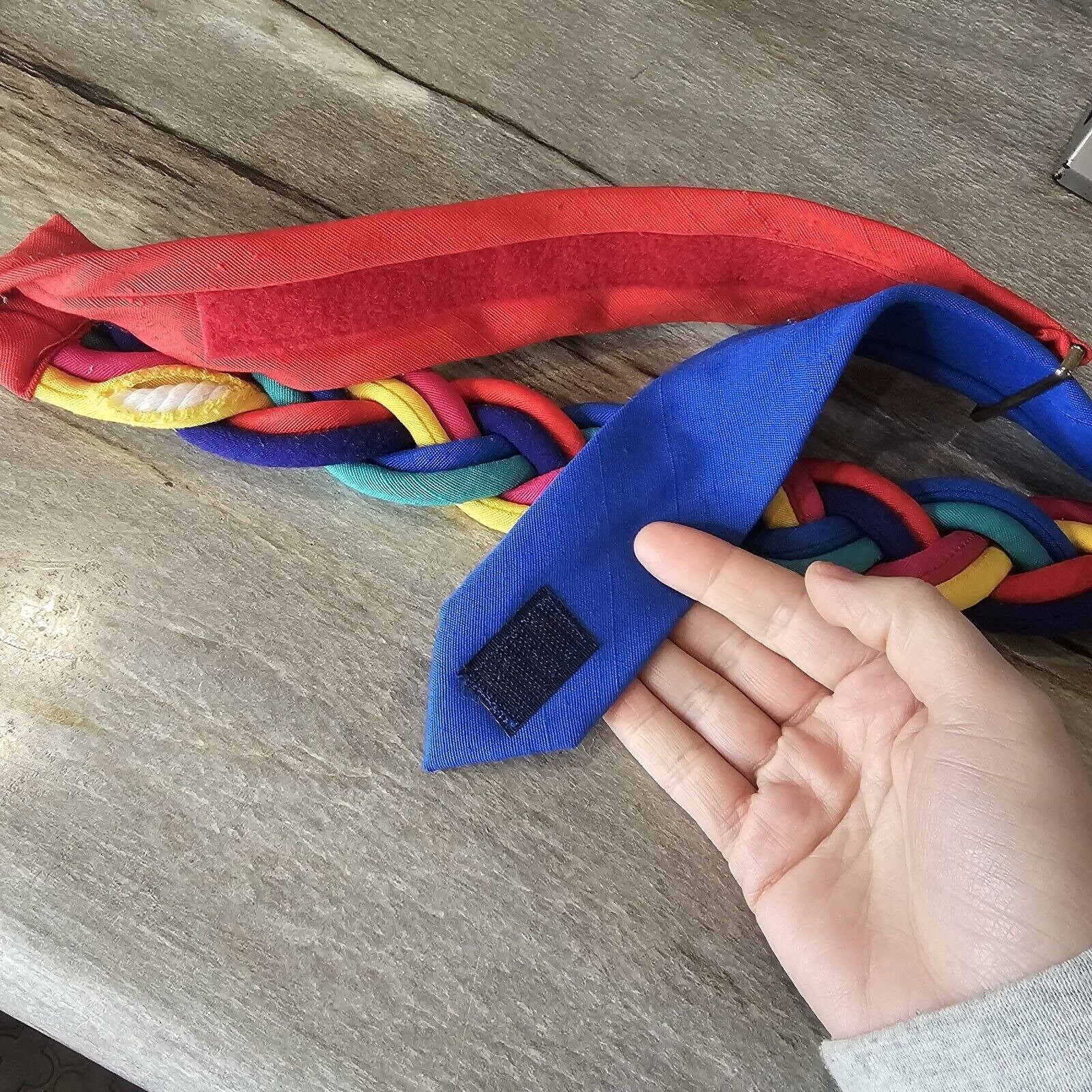 Braided Rainbow Waist Statement Belt Colorful S/M VTG 80s 90s Multi-color Chunky Braided Rainbow Waist Statement Belt Colorful S/M VTG 80s  main image 3