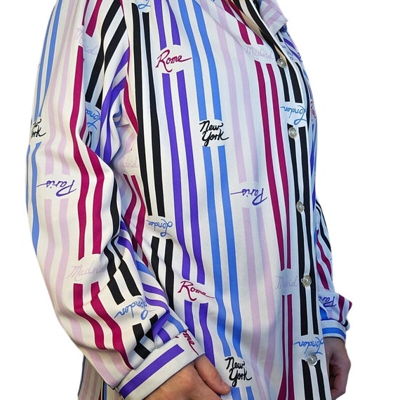 70s 80s Womens 1X 2X Striped Fashion Cities Novel… - image 2