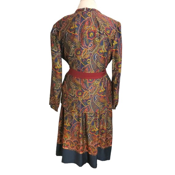 Vintage Dark Paisley Longsleeve Midi Dress With J… - image 4