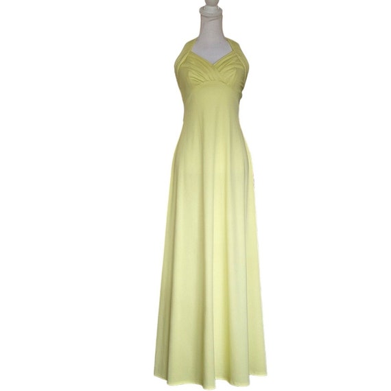 Vintage 60s 70s Light Yellow Size 2 Long Yellow D… - image 2