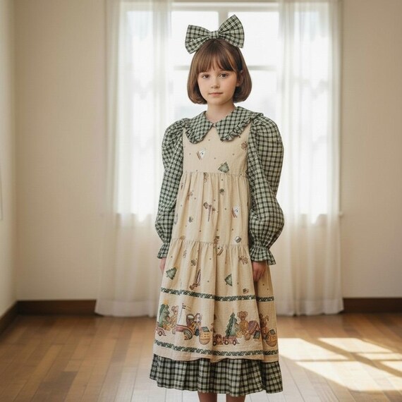 Daisy Kingdom Apron Dress Size 4 Factory Made Maxi Long Christy Christmas