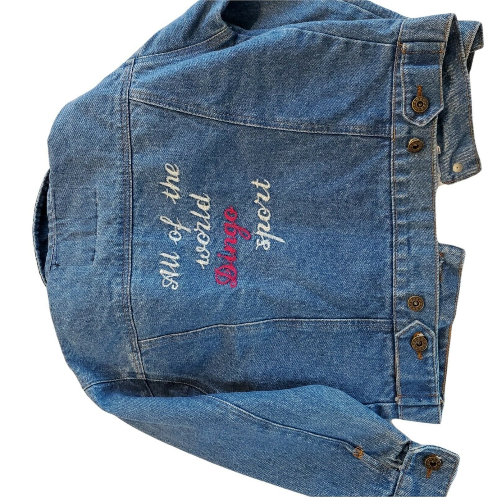 Vintage 80s Dingo Sport Denim Jean Jacket Embroidered Western Blue 