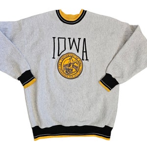 Vintage 90s L University Of Iowa Crewneck Sweatshirt Pullover Gray...