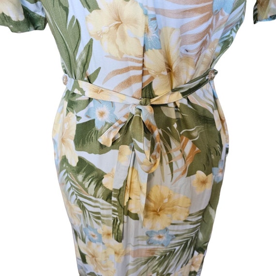 90s Small Tropical Hawaiian Floral Hibiscus Maxi … - image 7