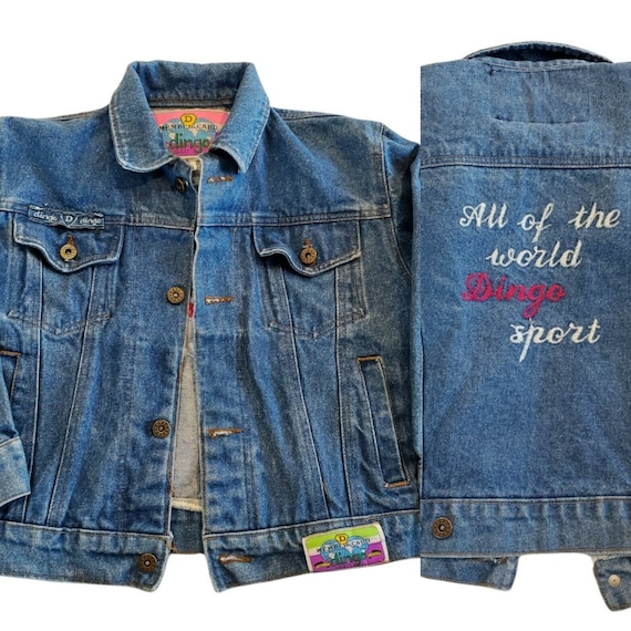 Vintage 80s Dingo Sport Denim Jean Jacket Embroid… - image 1