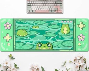 Alfombrilla de escritorio resistente al agua Lil Froggo / Alfombrilla de ratón con forma de rana kawaii