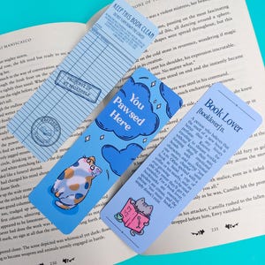 Blue Themed Bookmarks | Library Card| Book lover Cat | Bookish Post