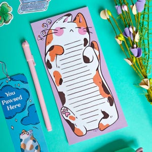 Anteckningsblock med att-göra-lista i Calico | Anteckningsblock med kawaii-katt