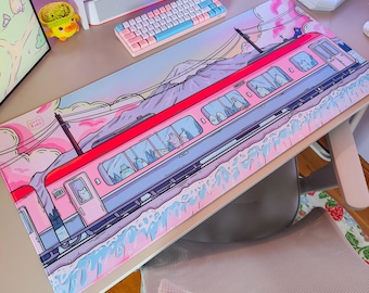 Train of Kindred Spirits XL-bureaumat | Kawaii treinmuismat 90 x 40 cm