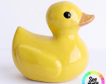 Ceramic Rubber Duck Figurine - Handmade Nursery Shelf Decor Whimsical Gift
