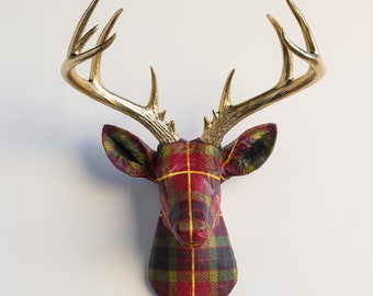 フェイク剥製鹿の頭 布製壁掛け - 壁飾り - ブロンズバーチ - FAD8309