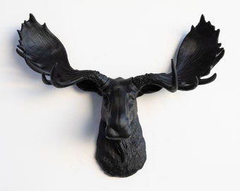 Faux Taxidermy Moose Head Wall Mount - Wall Decor - Black - M1717