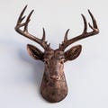Faux Deer Head Wall Mount: Copper Penny - Old-World Aged Patina - Heirloom-Inspired Rustic Decor