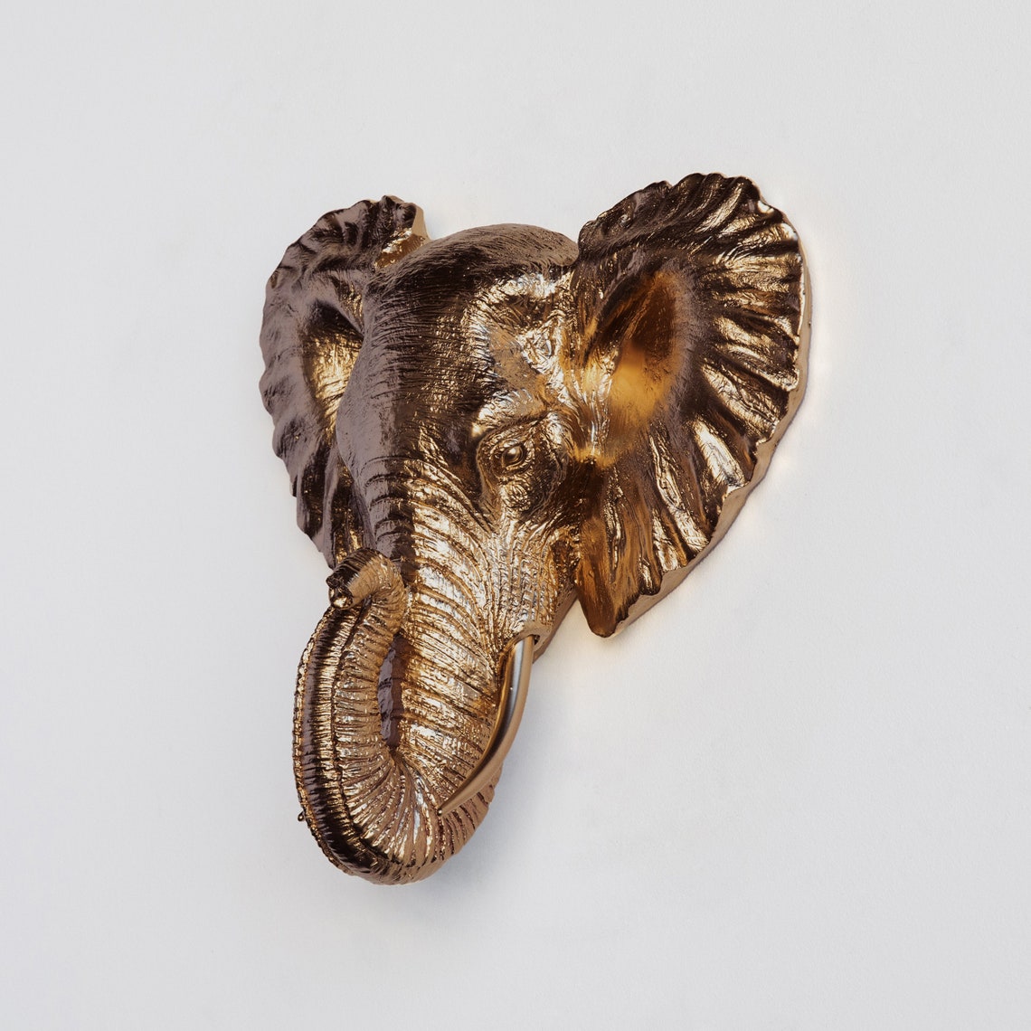 Faux Taxidermy Mini Elephant Head Wall Decor Bronze - Etsy
