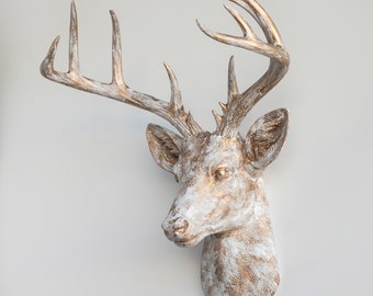 フェイク剥製 大型鹿の頭 壁掛け - 壁飾り - シャビーシック - PAD0801