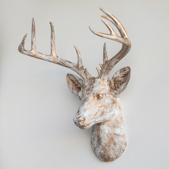 フェイク剥製 大型鹿の頭 壁掛け - 壁飾り - シャビーシック - PAD0801