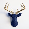 Faux Taxidermy Large Deer Head Wall Mount - Wall Decor - Navy and Gold - ND6508