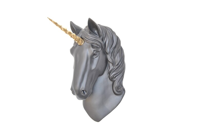 The Stirling Unicorn Head Black And Gold Fantasy