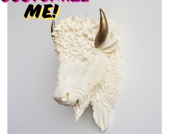 Custom Painted Faux Bison Head – Resin Wall Mount Decor