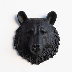 Faux Taxidermy Mini Bear Head - Wall Decor - Black - MBE17 image 1