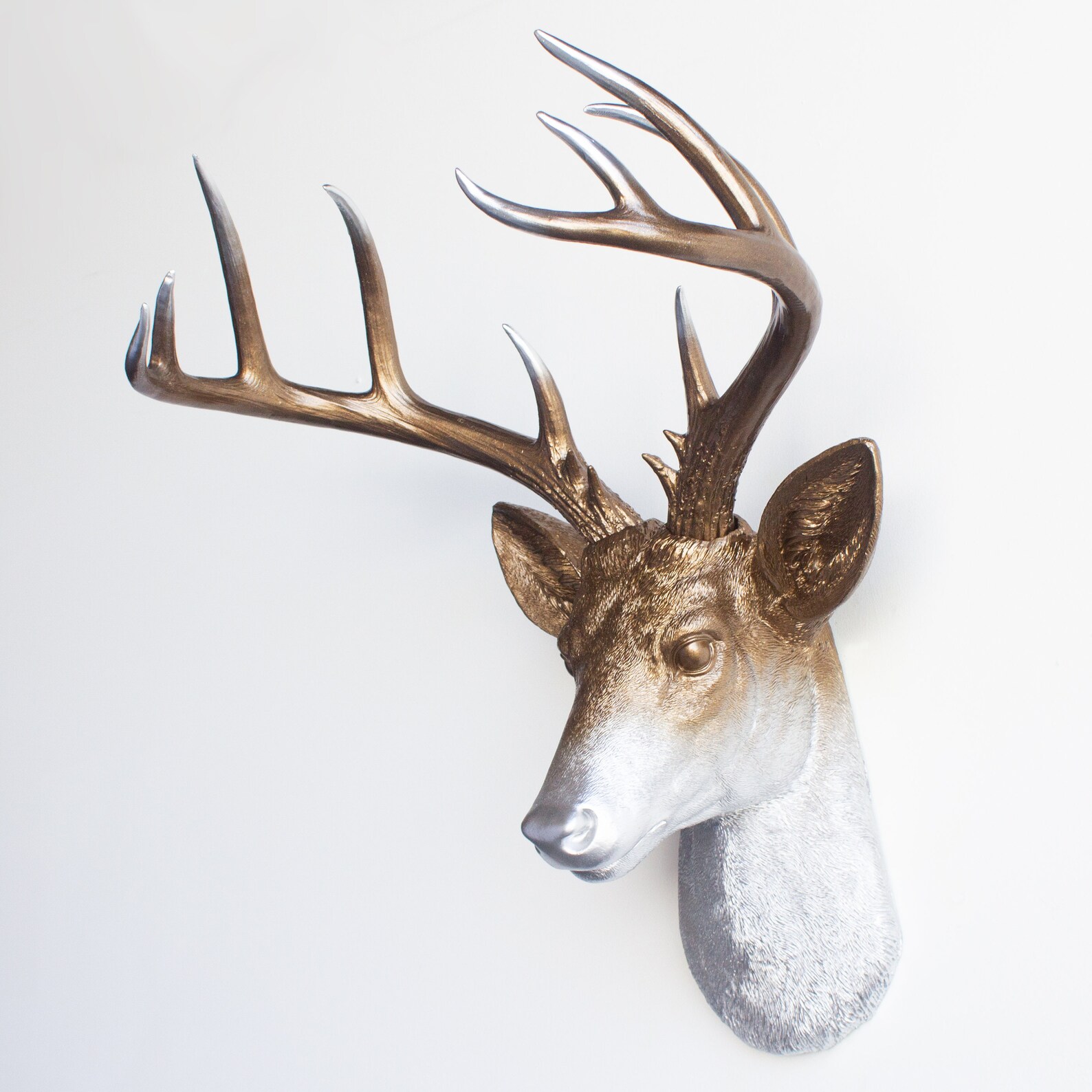 Faux Taxidermy Large Deer Head Wall Mount - Wall Decor - Bronze and ...