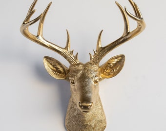 Faux Taxidermy Large Deer Head Wall Mount - Wall Decor - Gold - ND0808